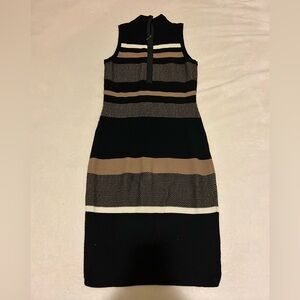 White House | Black Market - Crocheted black and tan dress